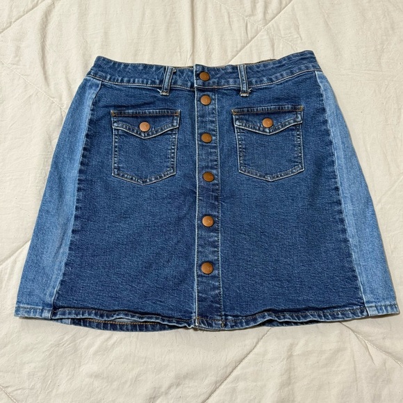 Madewell Stretch Denim Straight Mini Skirt Snap Button Closure Women’s Size 29 - Picture 4 of 13